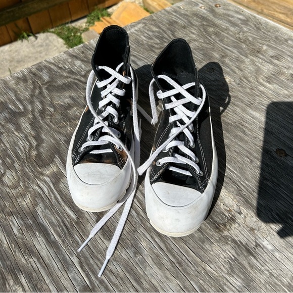 Platform Converse high top black white womans bleach splatter size 8 - Picture 7 of 9